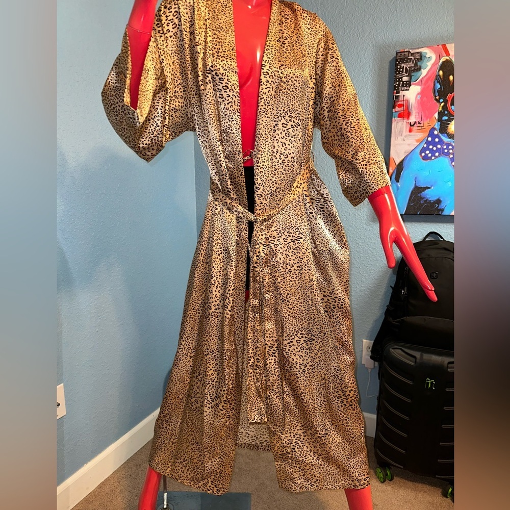 Vintage and Rare Find August Silk Animal Print Women's Robe